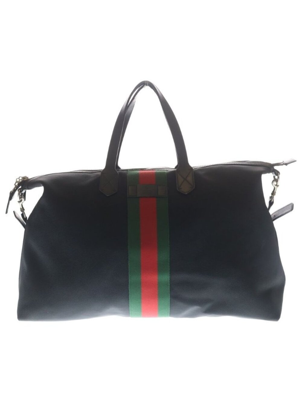 Gucci Sherry Line Canvas Leather 2-Way Boston Bag Black